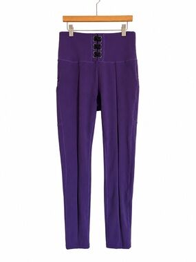 Popfit Purple Leggings Skyscraper Lace Up Small Whimsigoth Activewear Pockets